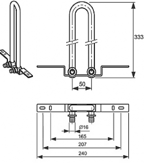 Монтажный узел для подключения радиатора, настенный, 15 мм